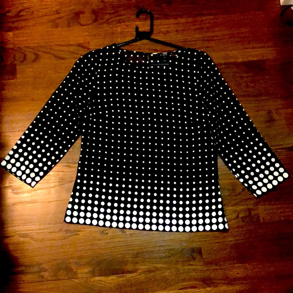 J Crew black and white polka dot top